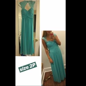 Teal Floor Length Prom Dress